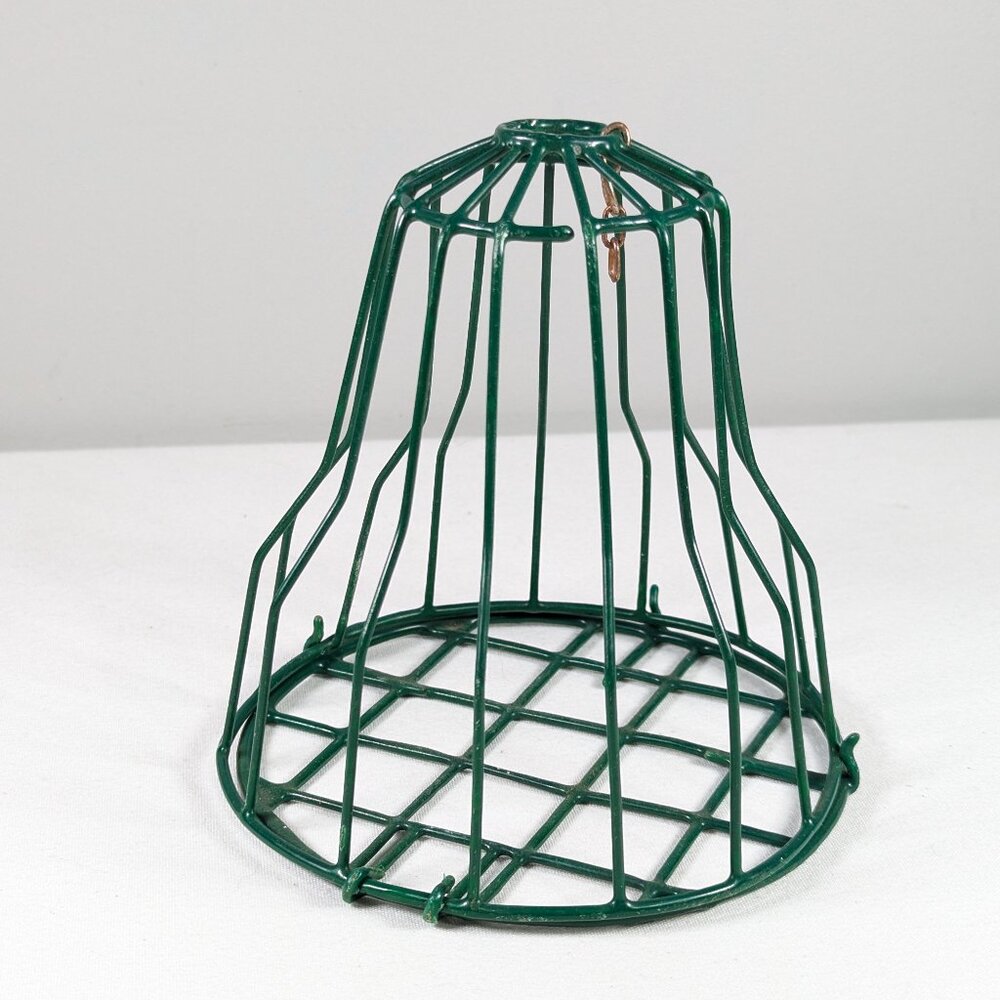 Green rubber coated light bulb cage, rubberised flower frog, bird feeder cone